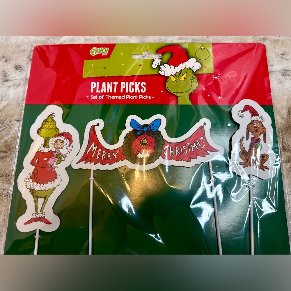 *NWT* How the Grinch Stole Christmas Metal Plant Picks Yard Stakes Set